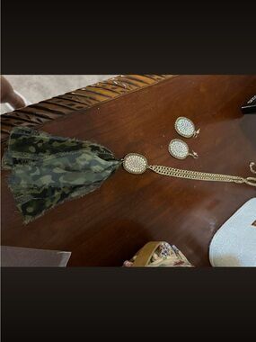 Plunder Gold-Tone Tassel Necklace with Iridescent Crystal Pendants